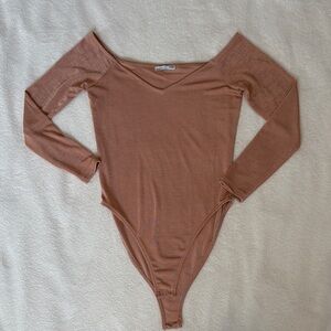 Zara V-Neck Long Sleeve Bodysuit in Pink